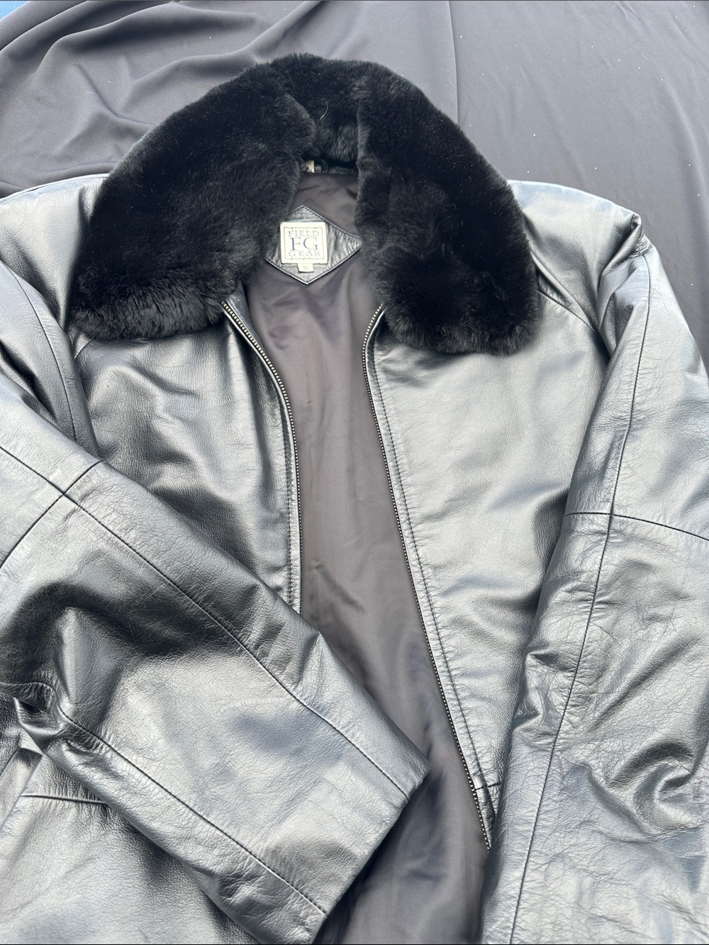 Women’s Black Leather Jacket with Fur Collar